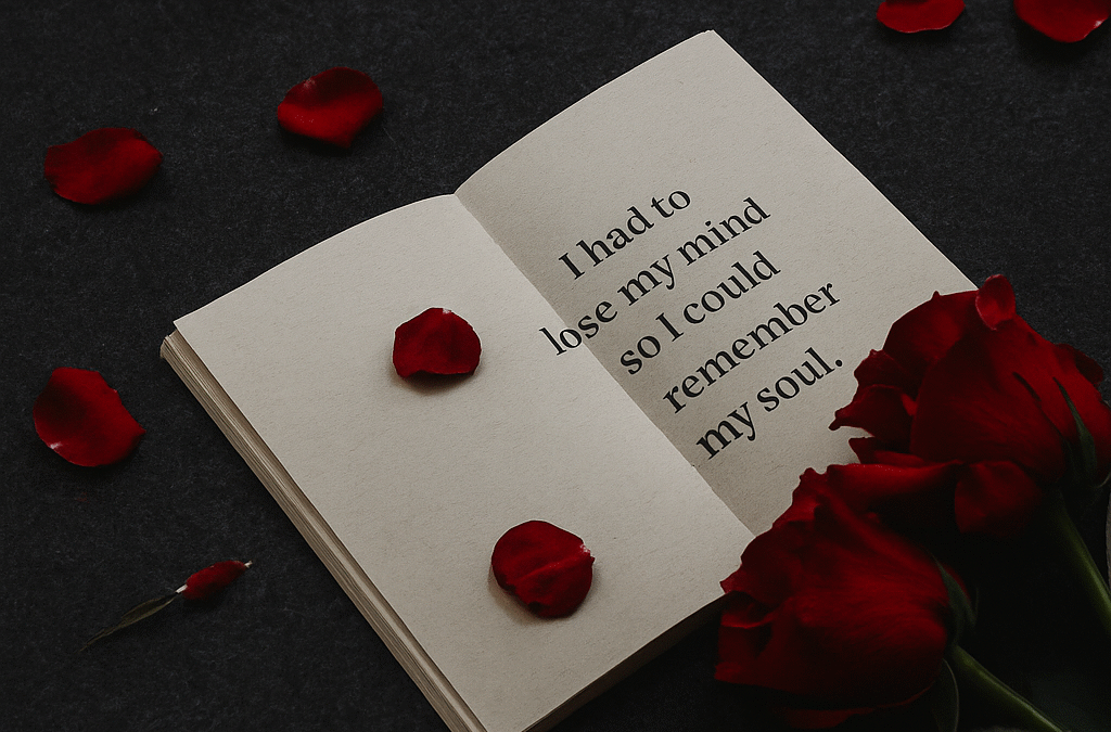 Spiritual awakening poetry — open book with inspirational quote in sunlight, symbolizing faith, healing, and inner peace